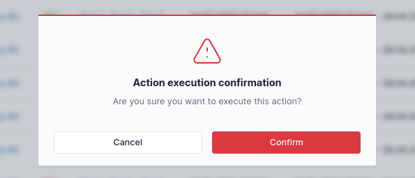 Action confirmation modal with the Tabler theme